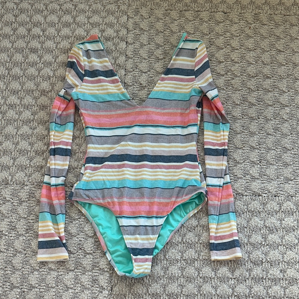 O'Neill Multicolor Striped One Piece Swimsuit